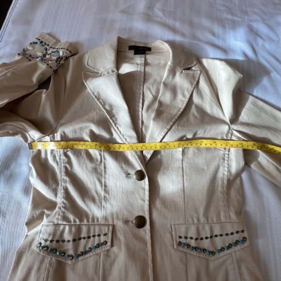 Willi Smith Khaki Jacket with real Beadwork not plastic,Cuffs and Pockets Size 6 - Picture 4 of 7